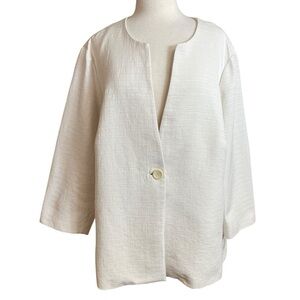 Eileen Fisher textured cotton blend one button jacket blazer 2X